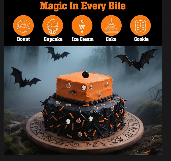 Twisweet Halloween Sprinkles, Pumpkin Sprinkles for Cake Decorating, Edible Candy Ghost Bat Sugar Sprinkle Mix, Black and Orange Baking Candy Bulk, Cupcake Topper Cookie Ice Cream Cake Decorations, Halloween Scary Theme Trick or Treat Party Supplies (1...