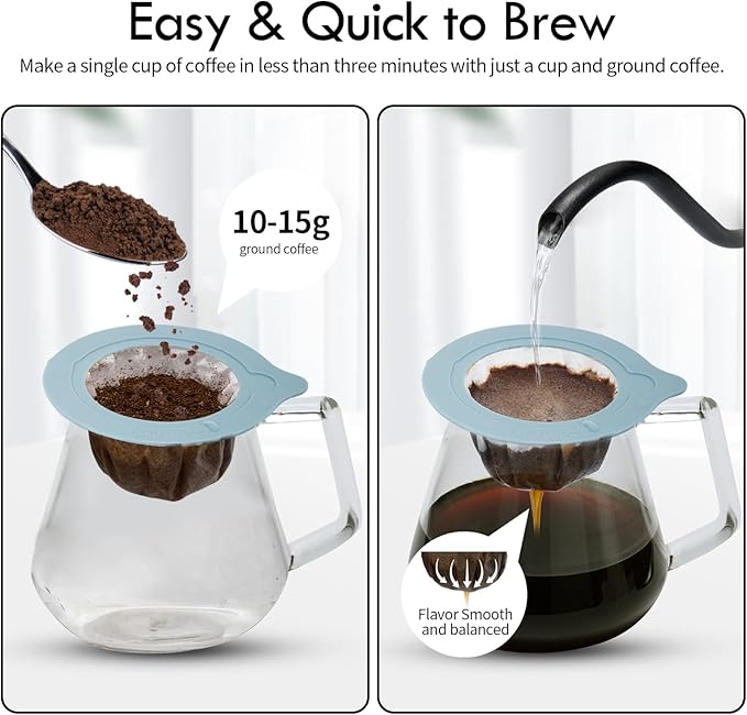 Portable Pour Over Coffee Dripper Reusable Coffee Filter Pour Over Coffee Maker for Camping Coffee, Travel Coffee Maker Single Serve Drip Coffee Filters (10, white)