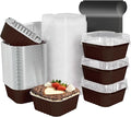 100 Pack Square Mini Cake Pans with Lids,Mini Loaf Pans with Lids,Aluminum Foil Baking Cups,Disposable Ramekins Cupcake Cups,Dessert Cups for Wedding Birthday Party Picnics,5oz (Coffee)