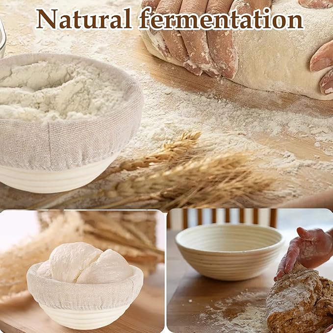 4 PCS Round Sourdough Proofing Basket 5 Inch Bread Proofing Baskets for Sourdough Bread Baking Small Batton Bread Basket Proofing with Removable Liner Cloth