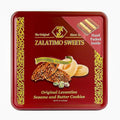 Zalatimo Sweets Since 1860, 100% All Natural Sesame & Butter Shortbread Cookies, Square Metal Gift Tin, Slightly Sweet Cookies with No Preservatives, No Additives, No Corn Starch, No Syrups! 1.4Lbs