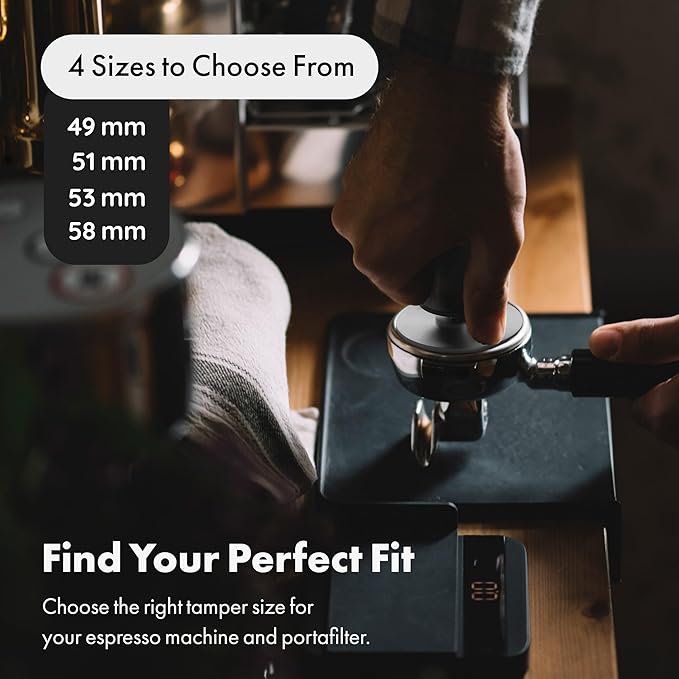 LuxHaus Espresso Tamper - 53mm Calibrated Coffee Tamper for Espresso Machine with Spring Loaded 100% Flat Stainless Steel Base