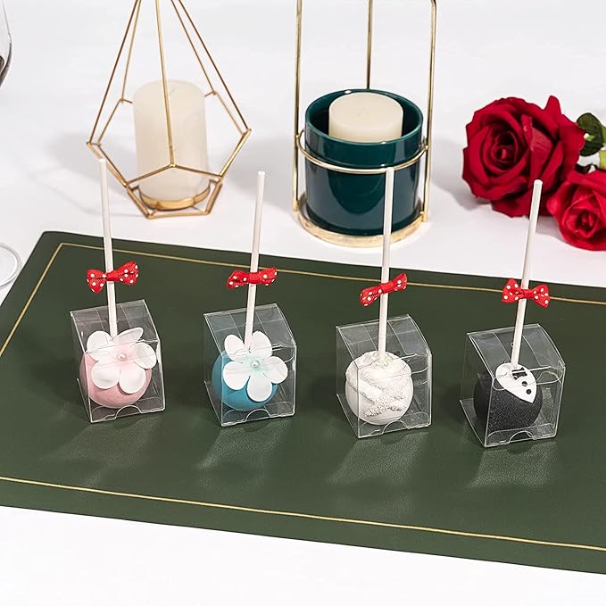 RomanticBaking 50 Pack 1 3/4" x1 3/4"x2"Clear Cake Pop Boxes Packaging with Holes Chocolate Truffle Boxes Treat Boxes Small Gift Boxes Party Favor wedding Birthday boxes