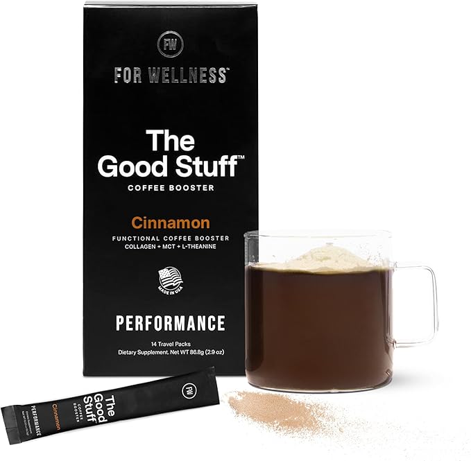 For Wellness The Good Stuff Performance – Coffee Booster | Collagen + MCT Powder Supplement with L-Theanine and Antioxidants for Jitter-Free Energy & Stamina | Non-Dairy, Keto-Friendly, 14 Servings