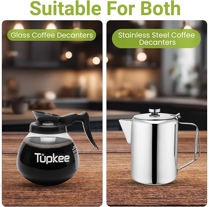 Tupkee Coffee Pot Cleaning Brush – Non Scratching, Long Lasting Bristles, Curved Coffee Decanter Cleaning Brush - Great for Offices and Restaurants