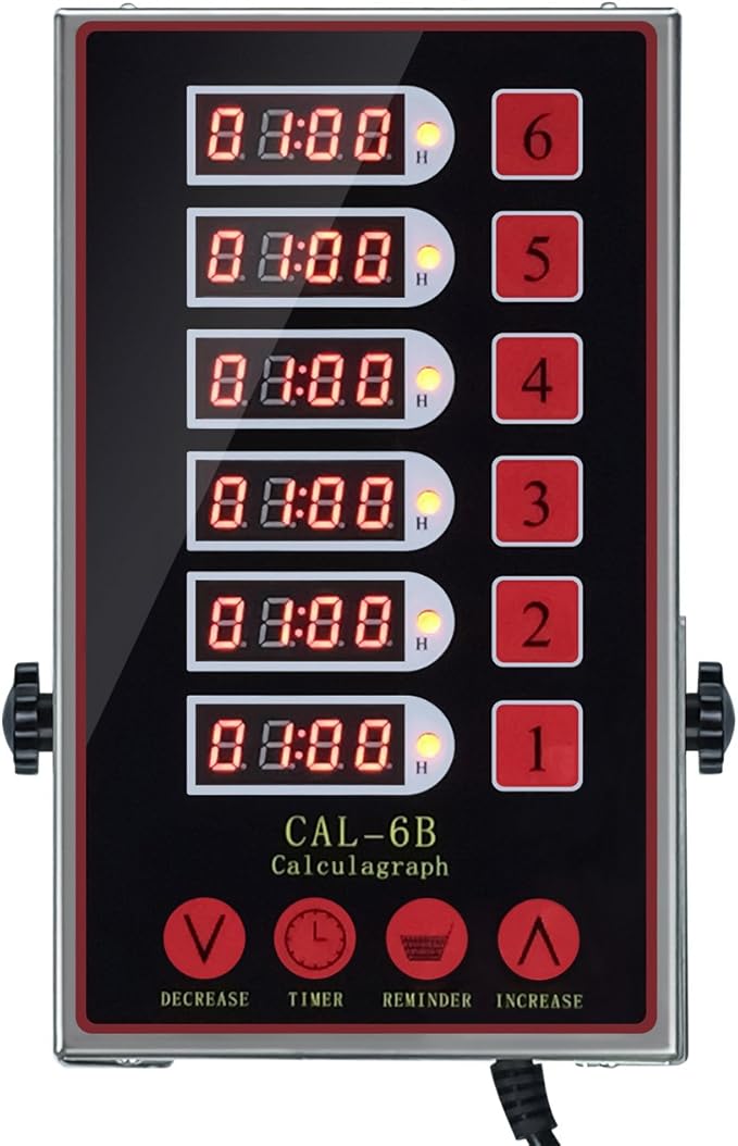 Kitchen Timers for Cooking – 6 Channel Commercial Kitchen Timer Restaurant Kitchen Supplies – Stainless Steel LED Technology Kitchen Timer Digital – Reminder Function, Loud Alarm