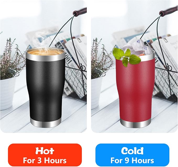 VEGOND 20oz Tumbler Stainless Steel Tumbler Cup with Lid And Straw Vacuum Insulated Double Wall Travel Coffee Mug(Brick Red 12 Pack)