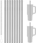 Tomorotec 8-Pack Stainless Steel Straws Fit for 40oz Stanley Tumblers, 12" Metal Straws for Stanley Cup with 1 Brush, Reusable Drinking Straws for Smoothies, Milkshakes, Dishwasher Safe & BPA-Free