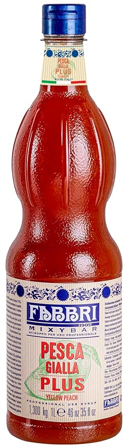 Fabbri Premium Flavoring Syrup, Peach, New Enhanced Flavor, All Natural, Made in Italy, 33.8 Ounce (1 Liter)
