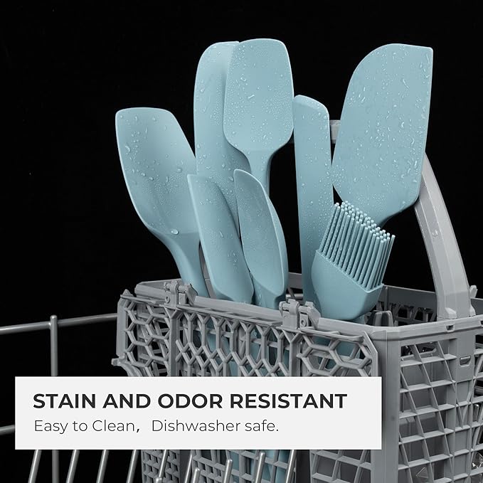 Elihome Classic Silicone Spoonula - Non-Stick Heat Resistant Silicone Scraper Spatula for Mixing, Serving, Scraping, Stirring, and More - 11 Inch, Slate Teal Grey