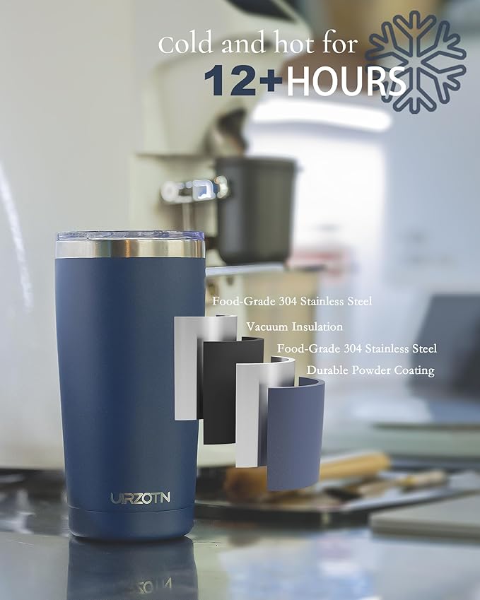 Travel Coffee Tumbler 20oz, Leakproof Travel Coffee Mug with Lid and Straw, Stainless Steel Double Wall Vacuum Insulated Tumbler for Hot/Iced Drinks (Textured Matte, Mint Green)