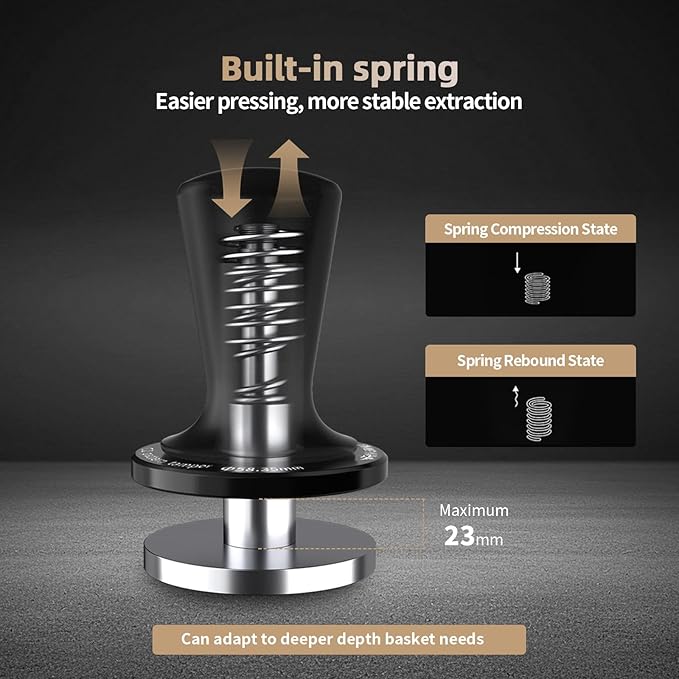 MHW-3BOMBER 49mm Espresso Tamper Tool, 2 Spring Loaded Coffee Tamper, Auto-Leveling Tamper Without Tilting,49.7mm Ripple Tamper, T7117T
