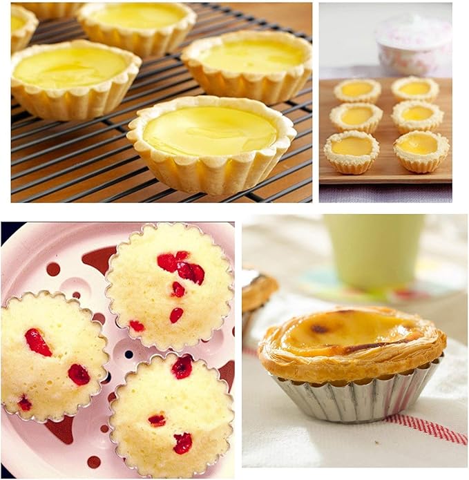 Tosnail 50 Pieces Aluminum Egg Tart Mold Small Tart Pie Tin Mini Cupcake Cake Muffin Cookie Mold Baking Cups