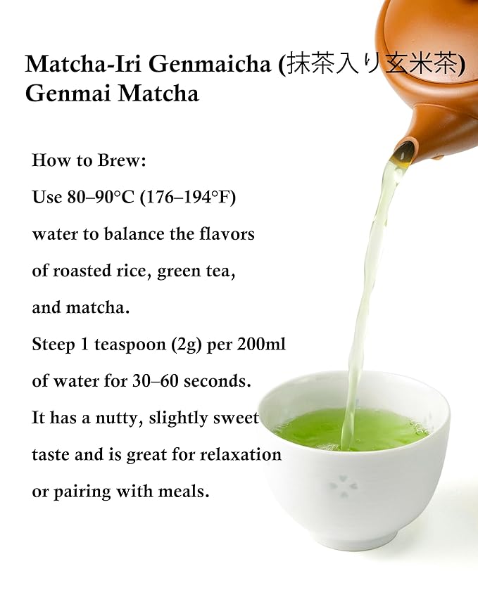 SUMIRE Japanese Genmaicha Brown Rice Green Tea, matcha Blend, Nutty Flavor