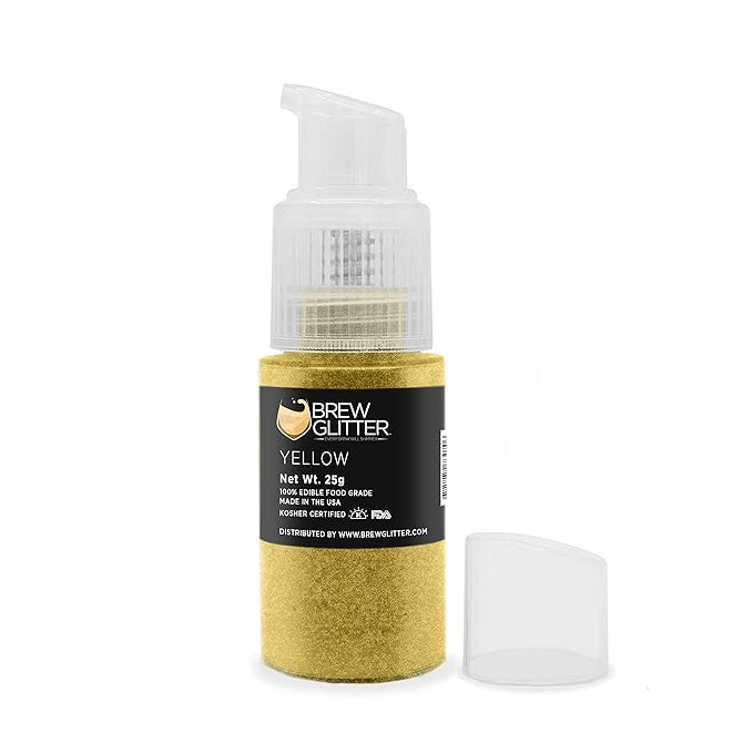 Yellow BREW GLITTER Edible Glitter For Drinks, Cocktails, Beer, Garnish Glitter & Beverages | KOSHER & HALAL Certified | 100% Edible & Food Grade | Vegan, Gluten, Nut Free (25g Spray Pump, Yellow)