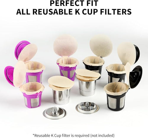 100 Count Fanativita K Cup Filters Disposable with Genius Lid Design, Fit All Reusable K Cups for Keurig (Unbleached)