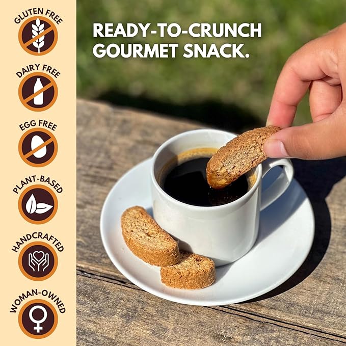 Tutti Gourmet Gluten Free Gingerbread Biscotti, 9.9 oz (283g) Resealable Cookie Bag - Vegan and Halal Snacks