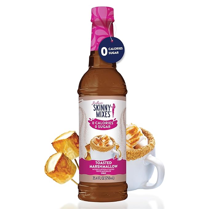 Jordan's Skinny Syrups Sugar Free Coffee Syrup, Toasted Marshmallow Flavor Drink Mix, Zero Calorie Flavoring for Chai Latte, Protein Shake, Food & More, Gluten Free, Keto Friendly, 25.4 Fl Oz, 1 Pack