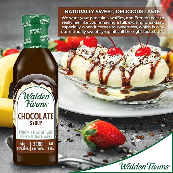 Walden Farms Chocolate Syrup – Perfect for Coffee, Desserts, Ice Cream – Zero Calorie, Sugar-Free, Low Carb, Keto-Friendly, Gluten-Free, Vegan – 2-Pack, 12 oz Bottles