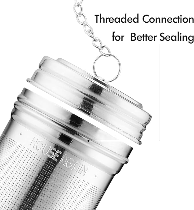 House Again Large Tea Infuser, Extra Fine Mesh Tea Strainers for Loose Tea, 18/8 Stainless Steel Tea Strainer with Extended Chain Hook, Tea Steeper for Brew Tea, Spices & Seasonings, for Multi Cups
