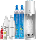 SodaStream One Touch Electric Sparkling Water Maker Bundle (White) with CO2, BPA free Bottles, and 0 Calorie Fruit Drops Flavors