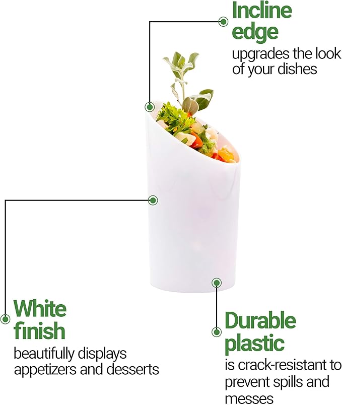 Restaurantware 3 Ounce Shot Glasses 100 Round Incline Cups - With White Finish Disposable Plastic Shot Glasses For Serving Samples At Wedding Banquets And Catered Events