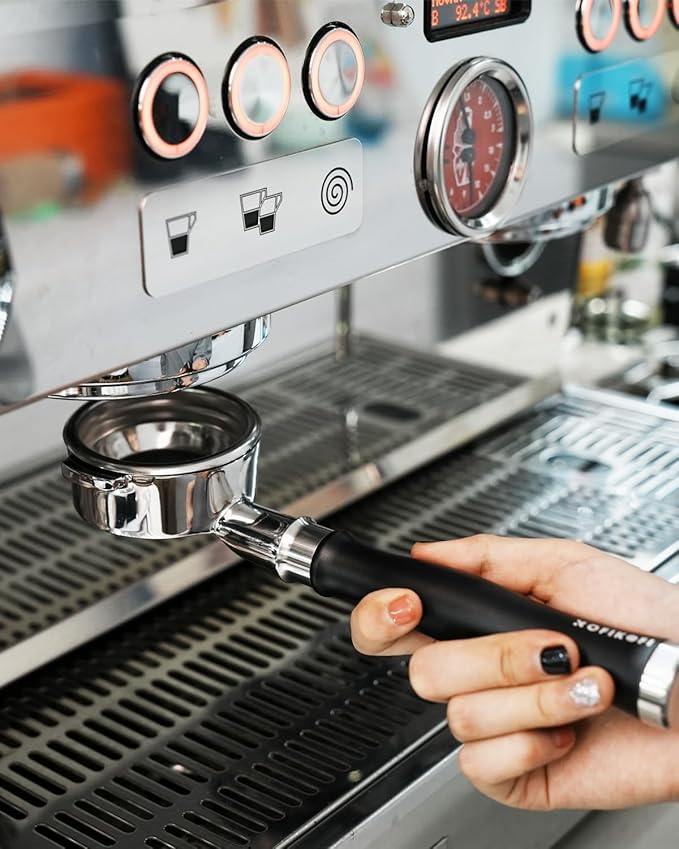 58mm Bottomless Portafilter For E61, Flair 58, ECM, Rocket, Sanremo, Synesso, Slayer, VBM Espresso Machine, 2 Ears Bottomless Naked Espresso Portafilter with 18g Filter Basket and Puck Screen
