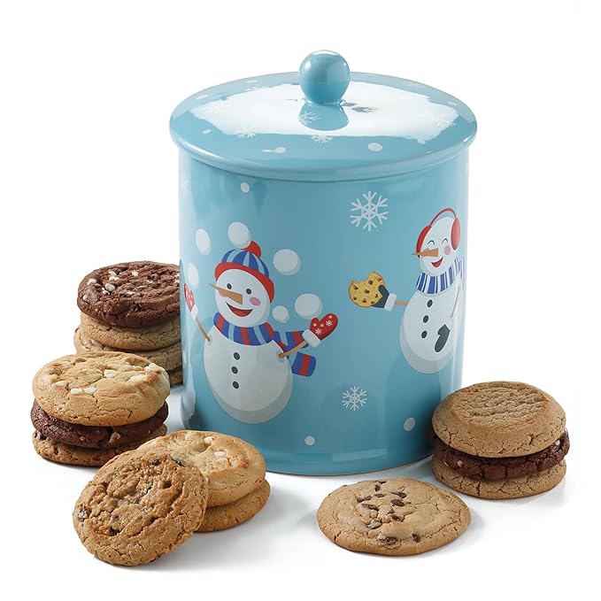 Mrs. Fields Snowman Cookie Jar - Assorted with 14 Original Cookies in 5 Classic Flavors