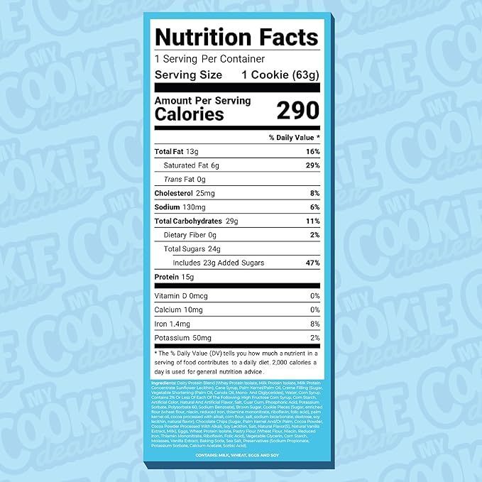 My Cookie Dealer Protein Cookies, Milk & Cookies (2.2oz, Pack of 6) - 15g Protein per Cookie - Individually Wrapped Workout Snacks for On-The-Go Travel