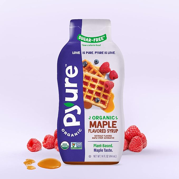 Pyure Organic Maple Flavored Syrup, Zero Sugar, 2 Net Carb, Gluten-Free, Plant-Based Maple Syrup for Vegan Keto Friendly Food, 14 Oz (Pack of 2)