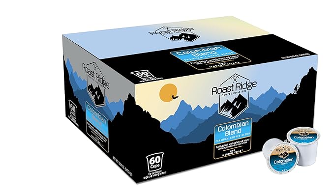 Roast Ridge Single Serve Coffee Pods for Keurig K-Cup Brewers, Colombian Blend, Medium Roast, 60 Count