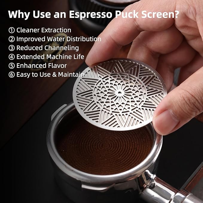 58.5 mm Puck Screen - Metal Espresso Puck Screen Reusable Coffee Filter for Espresso Portafilter Filter Basket 58.5mm Thickness (2pack, 58.5mm)