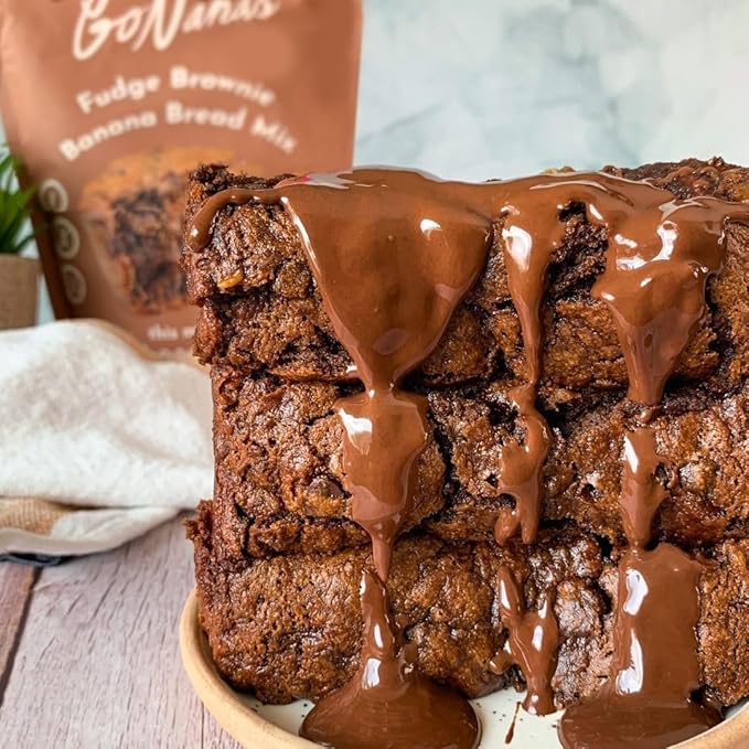 GoNanas Fudge Brownie Oat Flour Banana Bread Mix, Suitable for Plant Based Vegan Diets, Gluten Free Dairy Free Snacks, Healthy Snacks For Adults, Muffin Mix, Nut Free, Cupcakes Dessert, NON-GMO, 2pk