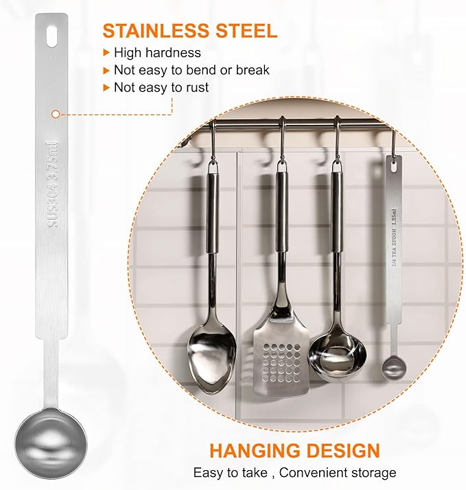 HARFINGTON Single Measuring Spoon 3/4tsp (1/4tbsp, 3.75ml) Teaspoon/Tablespoon 430 Stainless Steel Single Tiny Square Bowl Measuring Spoon Long Handle Measure Scoop