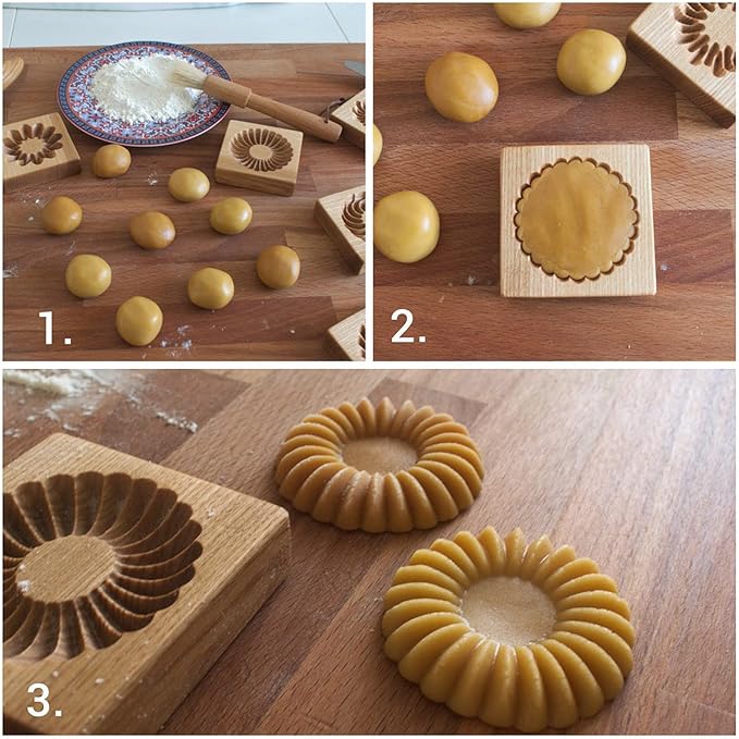 Wooden Cookie Biscuit Mold, 3D Baking Mold, Embossing Craft Decorating Baking Tool, Suitable for Halloween Thanksgiving Christmas Kitchen DIY (Shape B 10 * 10 * 2)