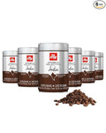 Illy Whole Bean Coffee, India Dark Roast - Notes of Black Pepper and Extra-Dark Chocolate - 100% Arabica - Whole Beans - Pressurized Packaging Sealed for Freshness - 8.8oz can (Pack of 6)