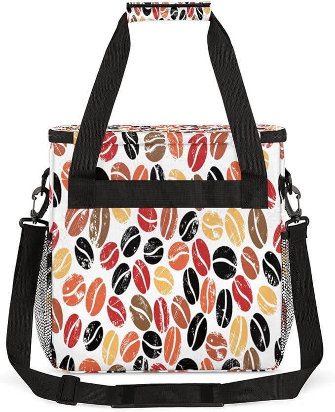 Colorful Coffee Beans Maker Carring Bag Travel Carrying Storage Tote Compatible with Keurig K-Mini or Plus Portable Single Serve Brewer Case Pockets for K-cup Pods