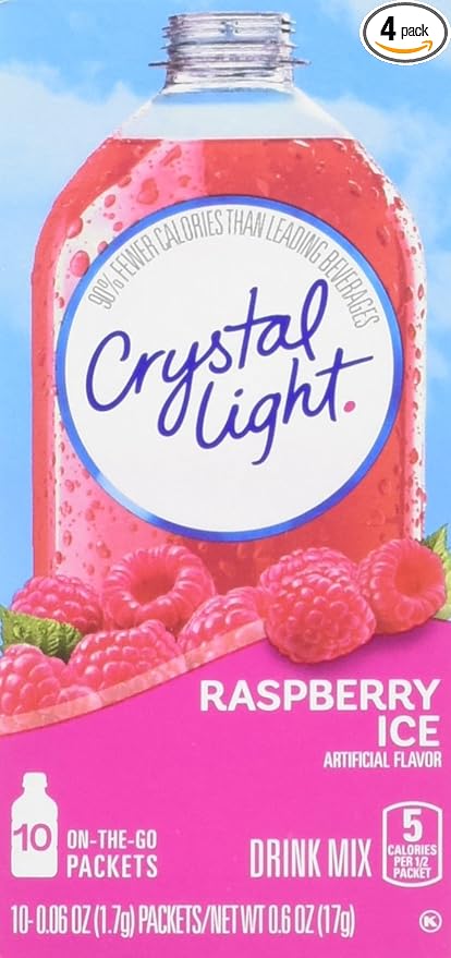 Crystal Light On The Go Raspberry Ice, 10-Packet Boxes (Pack of 4)