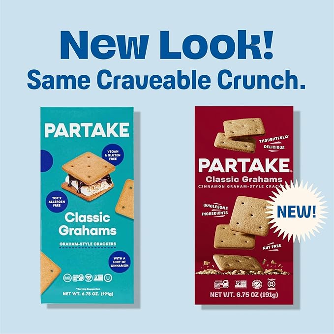 Gluten Free Partake Crunchy Cookies Variety Pack (Chocolate Chip, Ginger Snap, Graham Cracker) - Vegan - Free From the Top 9 Allergens Including Dairy, Wheat, Soy, Eggs, & Peanuts - Non GMO - Safe School & Office Snack (4 Pack, 5.5oz Boxes)