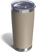 Travel Coffee Tumbler 20oz, 1 Pack Leakproof Travel Coffee Mug with Lid and Straw, Stainless Steel Double Wall Vacuum Insulated Tumbler for Hot/Iced Drinks (Textured Matte, Brown)