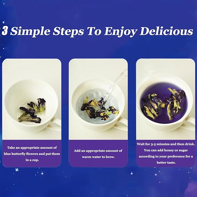 SXETBEAN Butterfly Pea Flower Tea | 3.5oz/100g Pure Dried Butterfly Pea Flowers for Teas, Coolers, Cocktails | No Sugar