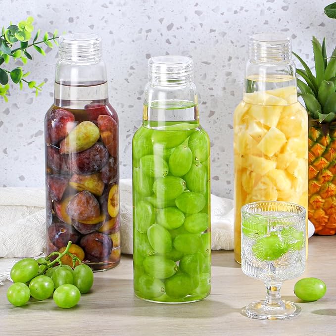 34 Oz Glass Juice Bottles with Lids, Glass Bottles, BPA Free, Borosilicate Glass for Juicing, Smoothies, Infused Water, Beverage Storage, Shaker Bottles (1 Pack)