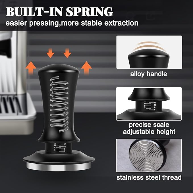Espresso Accessories Kit 51mm, Coffee Tamper Set with Espresso Tamper, WDT Tool, Espresso Tamper Mat, Espresso Dosing Funnel, Puck Screen, Espresso Tools for 51mm Coffee Machine Accessories