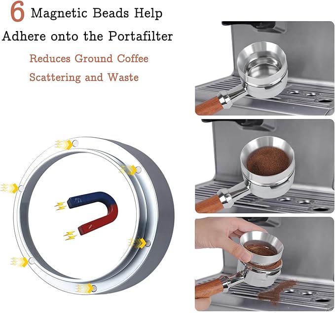 53mm Espresso Tamper Set - Dual-Spring Calibrated Coffee Tamper, 8-Needle WDT Tool Espresso Distribution Tool, Magnetic Aluminum Dosing Funnel, Reusable Puck Screen, Fit for 53mm Portafilters