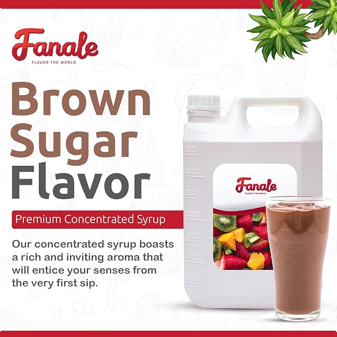 Fanale Premium Flavoring Concentrated Syrup for Bubble Tea 11 lb | Brown Sugar Flavor Syrup | for Boba Tea, Smoothies, Slushes, Desserts | 11lb | Pack of 4 | SRP240-CS