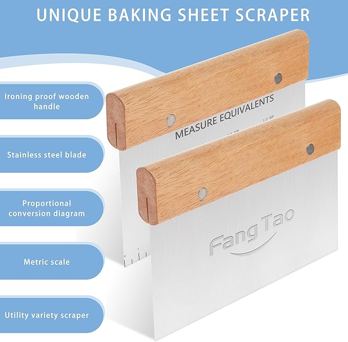 Bench Knife, Bench Scraper, Dough Scraper, Pastry Scraper, Pizza and Dough Scraper Multi-Functional Scraper/chredder, Pizza Knife Food Chopper Baking Supplies Kitchen Scraper