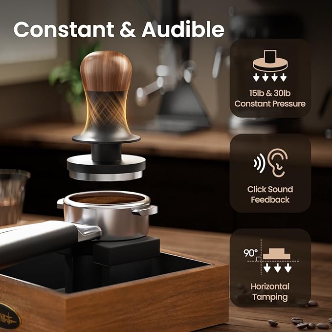 MHW-3BOMBER 54mm Espresso Tamper - 3 Spring Loaded Coffee Tamper with 15lb / 30lbs Replacement Springs - Barista Calibrated Tamper with Sound Feedback - Compatible with 53/54mm Portafilter T6173T-OS
