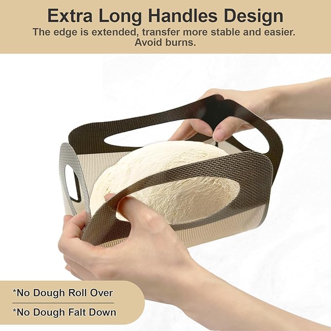 2 Pack Silicone Bread Loaf Pan Liners with Handles, Non-Stick& Easy Clean Baking Sling for 9x5 or 1.5lb Pans, Reusable Silicone Bread Sling with Storage Straps