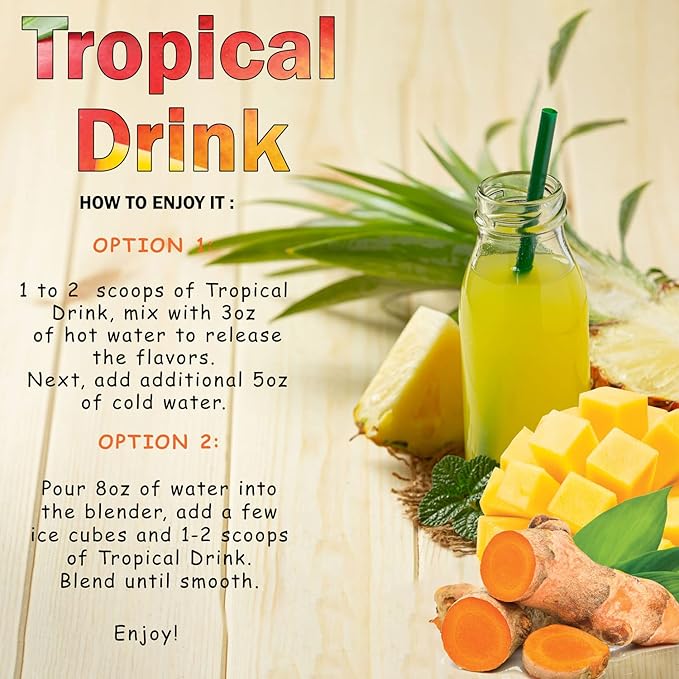 Tropical Drink Mango Pineapple Turmeric Honey Natural Refresher with Marigold Extract 12oz Great for Loaded Tea Bubble Tea