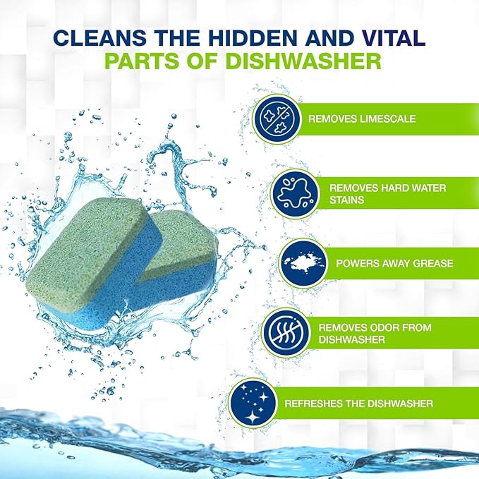 True Fresh Dishwasher Cleaner & Deodorizer Tablets 18-Pack, 20g Each - Powerful Limescale & Odor Removal - Deep Clean for Sparkling Dishwashers - Safe, Effective, and Compatible with All Models